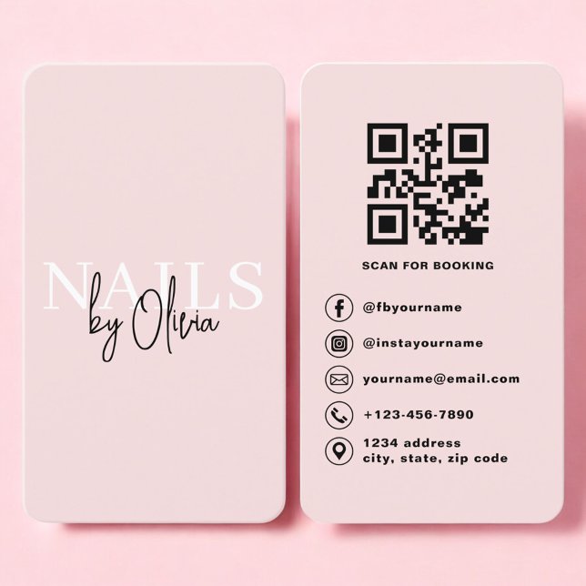 Carte De Visite Nail Technician Business Card with QR Code (Créateur téléchargé)