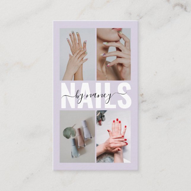 Carte De Visite Nail Technician Elegant Photo Collage QR Code (Devant)
