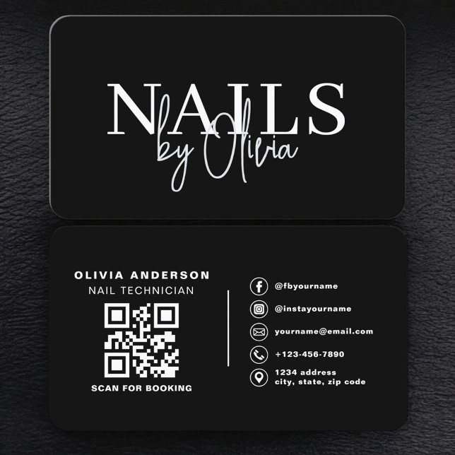 Carte De Visite Nail Technician QR Code Modern (Créateur téléchargé)