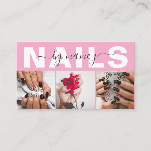 Carte De Visite Nail Technician Typography Photo Qr Code Logo  (Devant)
