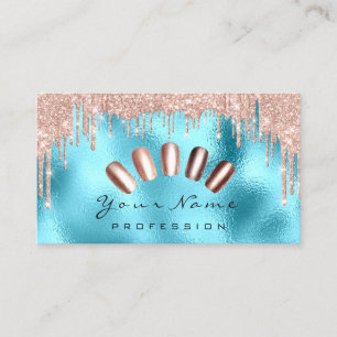 Carte De Visite Nails Art Parties scintillant Bleu clair Rose Déc
