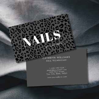 Carte De Visite Nails Grey Poster de animal Technicien Nail