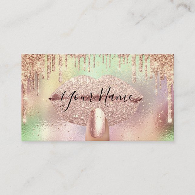 Carte De Visite Nails Manicure Maquillage Holographique Lips Rose  (Devant)