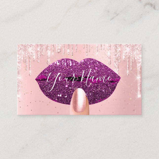 Carte De Visite Nails Maquillage Artiste Lèvres roses Baiser Berry (Devant)