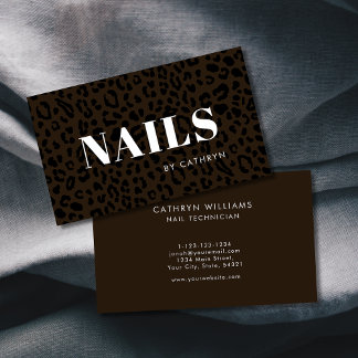 Carte De Visite Nails Poster de animal Brown Nail Technicien