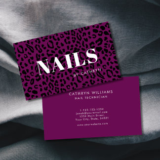 Carte De Visite Nails Purple Poster de animal Nail Technicien