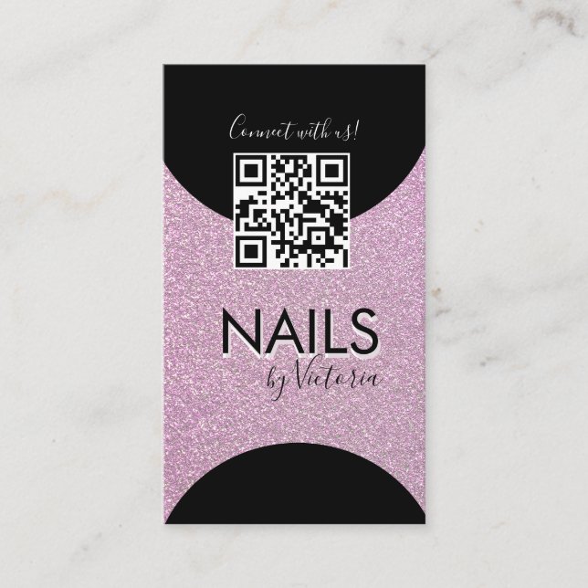 Carte De Visite Nails Salon Beauté Artiste QR Code Faux Parties sc (Devant)