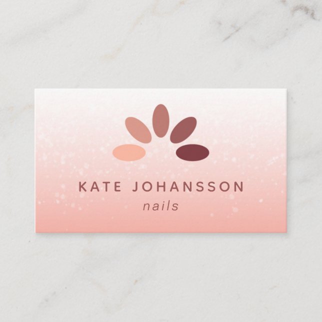 Carte De Visite Nails Salon Logo Moderne Peach Rosy Manicurist (Devant)