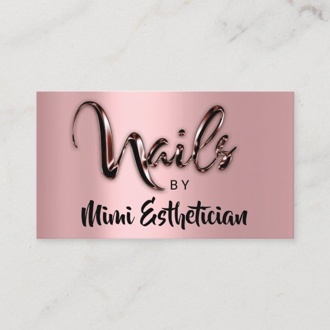 Carte De Visite Nails Studio Artist Nails Logo Script Rose Brown (Devant)