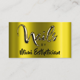 Carte De Visite Nails Studio Artist Nails Script Logo Mustard Gold