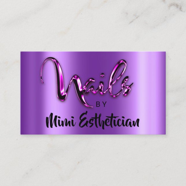 Carte De Visite Nails Studio Artist Nails Script Logo Purple Pink (Devant)
