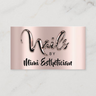 Carte De Visite Nails Studio Artist Nails Script Logo Rose Metalic