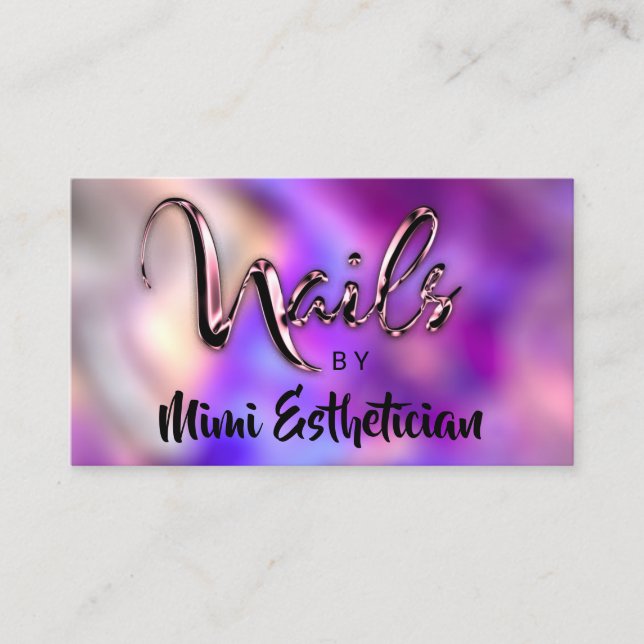 Carte De Visite Nails Studio Artist Nails Script Logo Violet Rose (Devant)