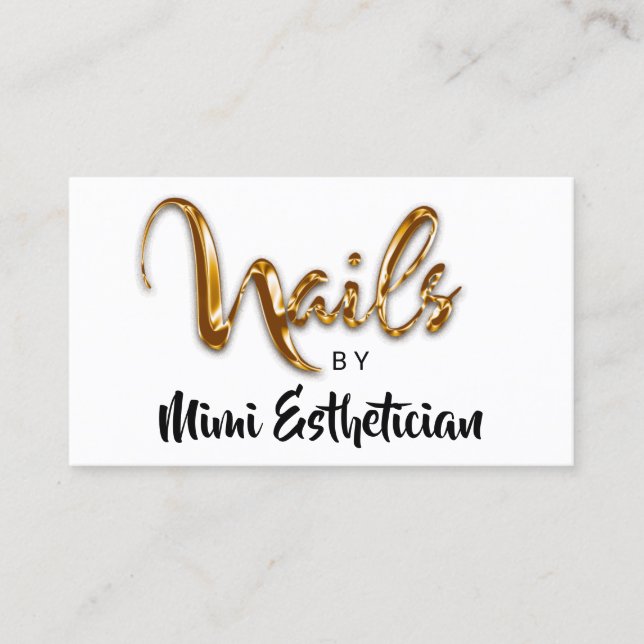 Carte De Visite Nails Studio Artist Red Nails Script White Logo (Devant)