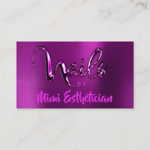 Carte De Visite Nails Studio Artiste Nails Script Logo Pink Berry