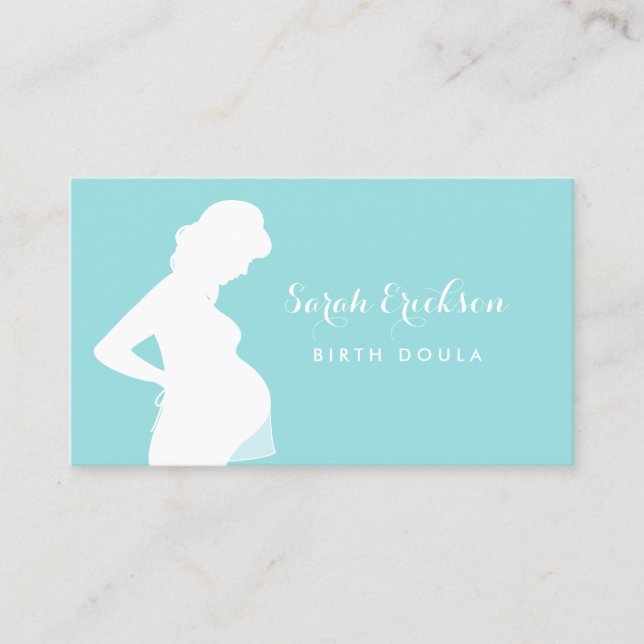 Carte De Visite Naissance simple Doula femme enceinte Silhouette (Devant)