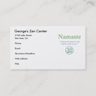 Carte De Visite Namaste signification avec Om Symbole
