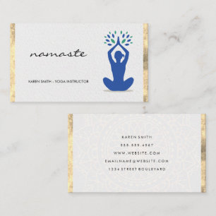 Carte De Visite Namaste Yoga Lotus Position Gold Foil