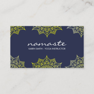 Carte De Visite Namaste Yoga Motif tribal avec position lotus