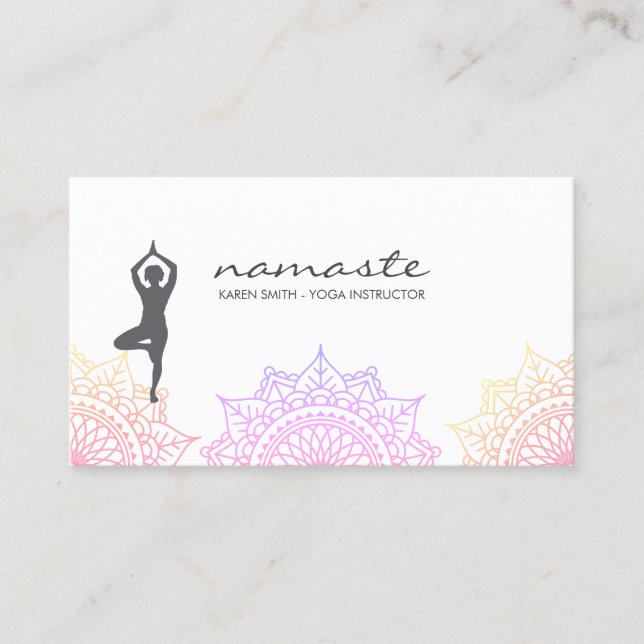Carte De Visite Namaste Yoga Pose Motif tribal (Devant)
