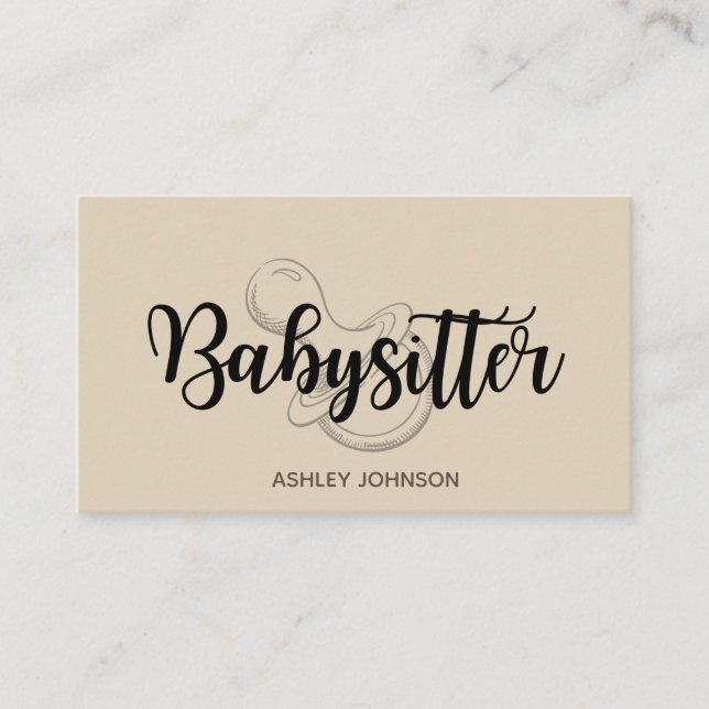 Carte De Visite Nanny Babysitter Child Care Sketch Pacifier Pastel (Devant)