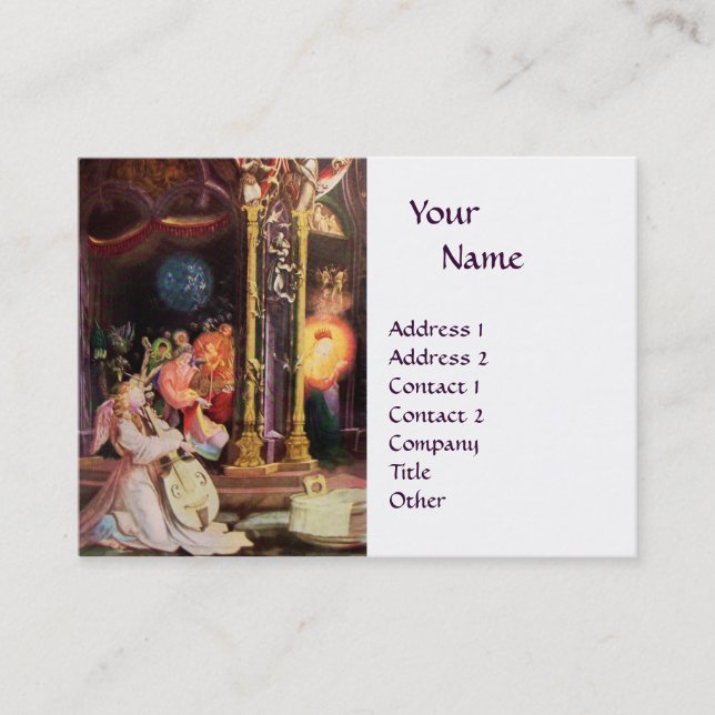 CARTE DE VISITE NATIVITÉ AVEC ANGELS _ MAGIE DU MONOGRAMME DE NOËL (Devant)