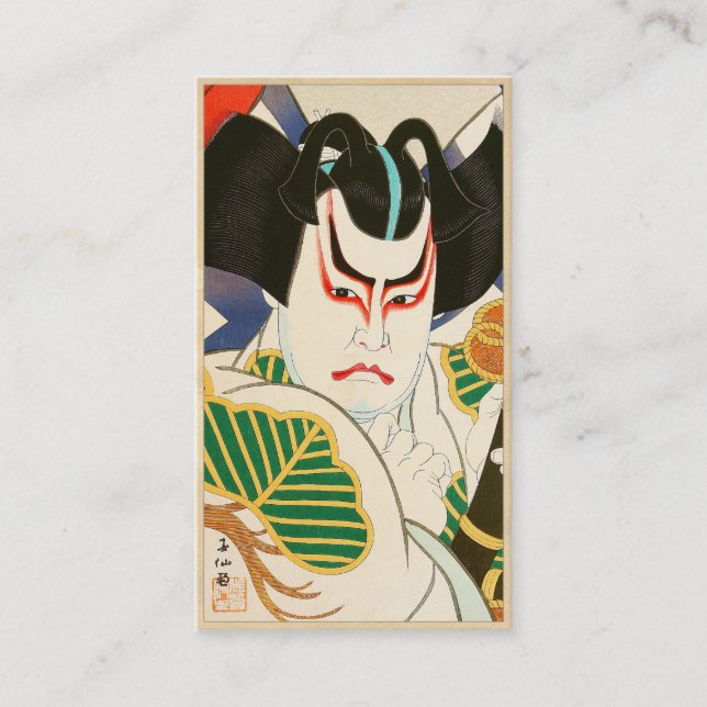Carte De Visite Natori Shunsen Bando Hikosaburo trente-six Kabuki (Devant)