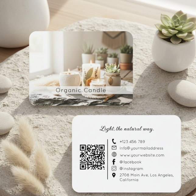 Carte De Visite Natural Organic Handmade Candle QR Code  (Créateur téléchargé)