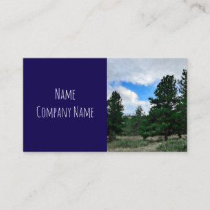 Carte De Visite nature art montagne pins arbres bleu foncé