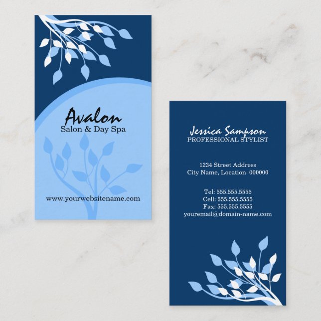 Carte De Visite Nature bleue élégante (Devant / Derrière)