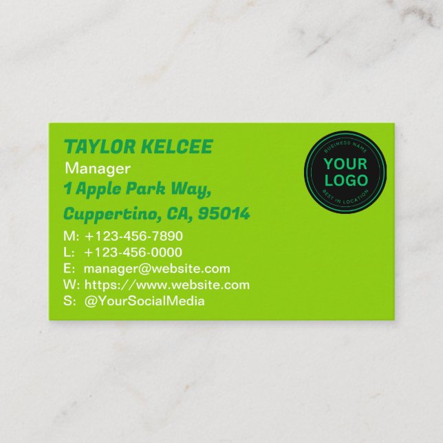Carte De Visite Naughty Green PERTOMIZABLE (Devant)