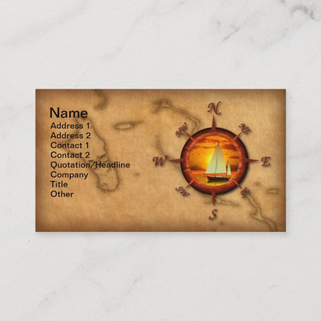 Carte De Visite Navigation de rose de boussole (Devant)