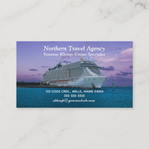 Carte De Visite Navire de croisière de l'agent de voyage modifiabl
