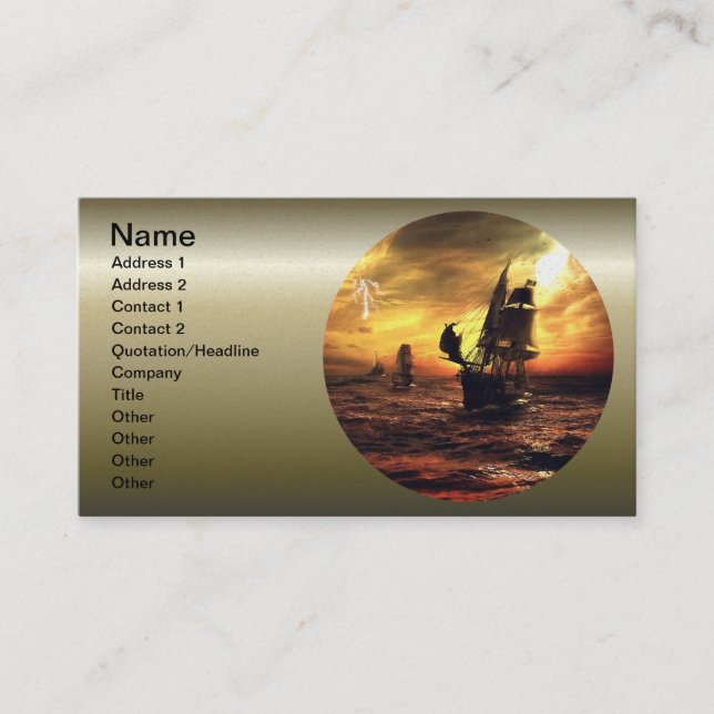 Carte De Visite Navires sur la mer Stormy (Devant)