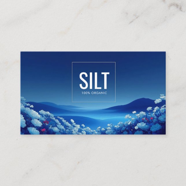 Carte De Visite Navy Blue Floral Field Modern Geometric Square (Devant)