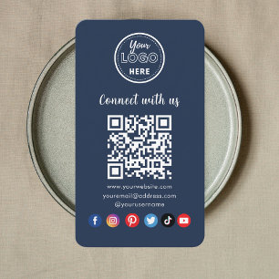 Carte De Visite Navy Blue QR Code Connectez-vous aux médias sociau