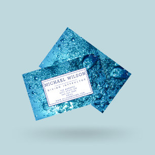 Carte De Visite Navy Blue Water Bubbles - Instructeur de plongée 