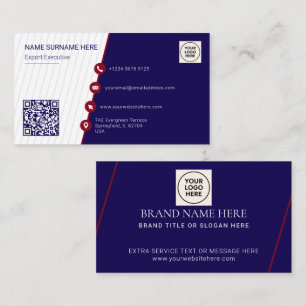 Carte De Visite Navy Simple Formel Code QR Professionnel Moderne