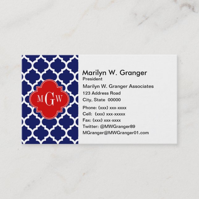 Carte De Visite Navy White Moroccan (Devant)