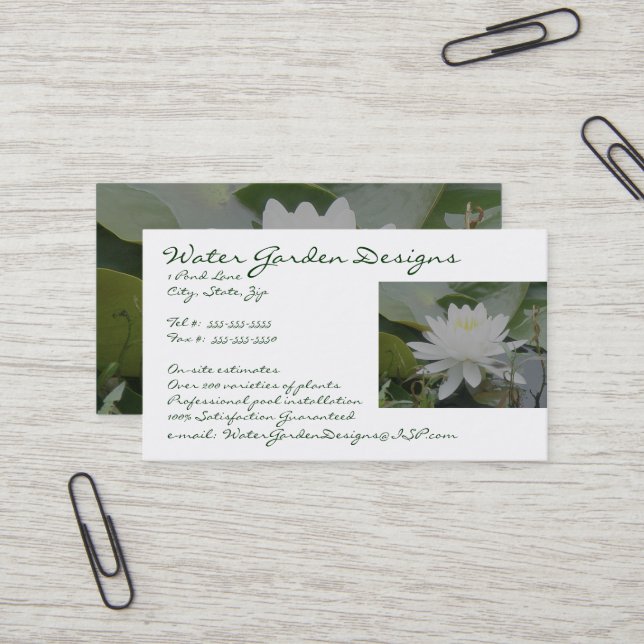 Carte de visite nénuphar (Devant/Arrière en situation)
