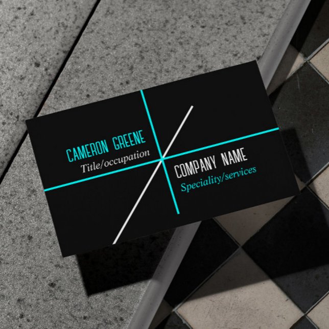 Carte De Visite Neon Blue Lines Noir (Créateur téléchargé)