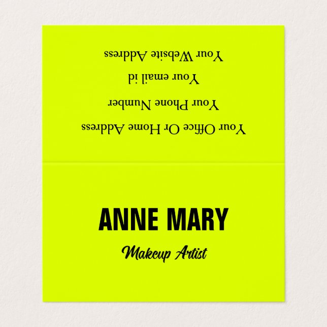 Carte De Visite Neon Chartreuse Jaune Personnalisé Couleur Clair (Extérieur déplié)