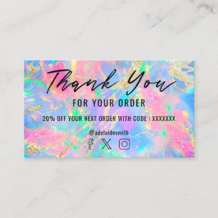 Carte De Visite néon couleurs gemstone opal texture merci