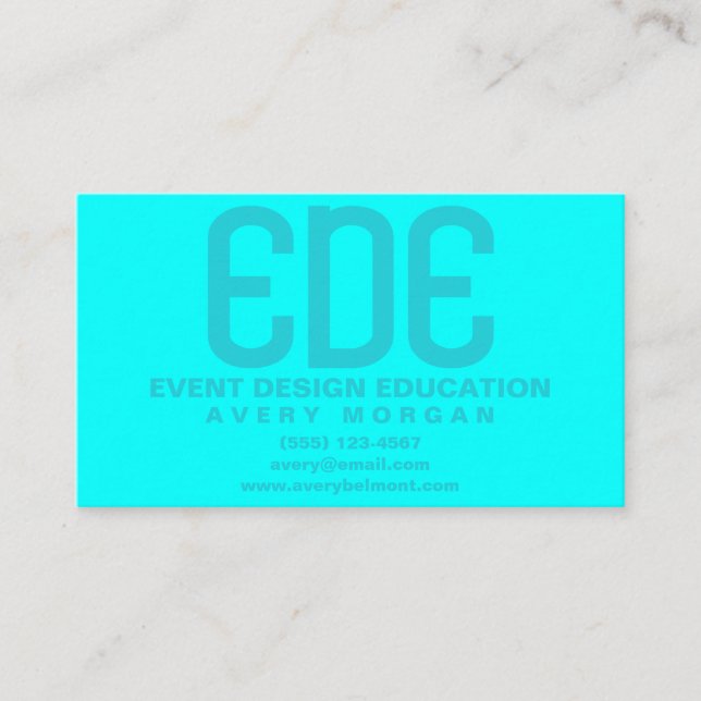 Carte De Visite Neon Cyan Minimal (Devant)