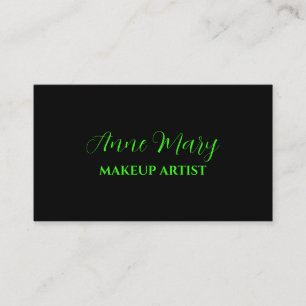 Carte De Visite Neon Green Bright Script maquillage Artist Salon 2