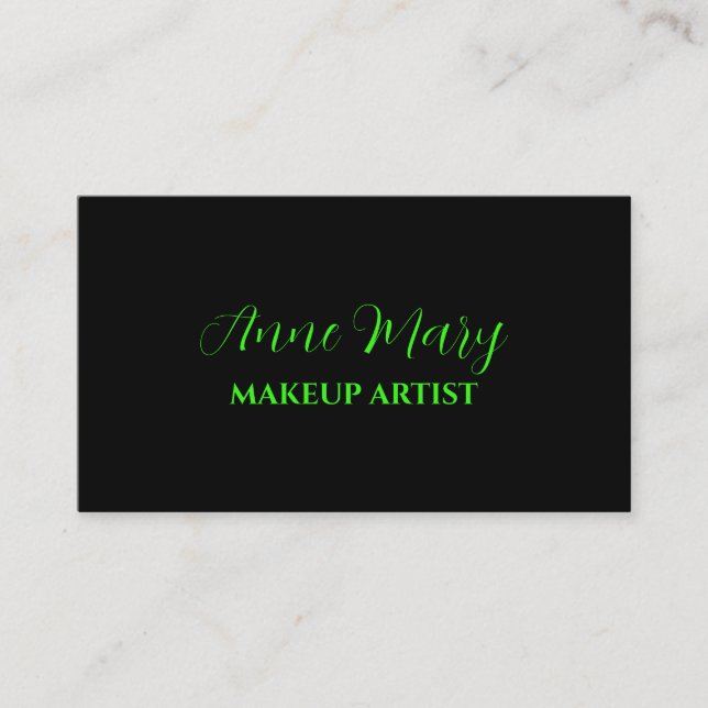 Carte De Visite Neon Green Bright Script maquillage Artist Salon 2 (Devant)