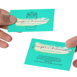 Carte De Visite Neon Green élégant soja simple chandelle