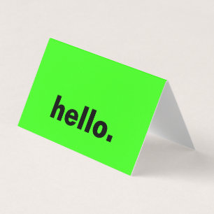 Carte De Visite Neon Green Hello Coloré Bright Typographie Personn