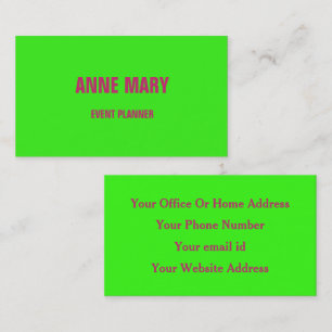 Carte De Visite Neon Green Rose Bright Coloré Mariages Événements