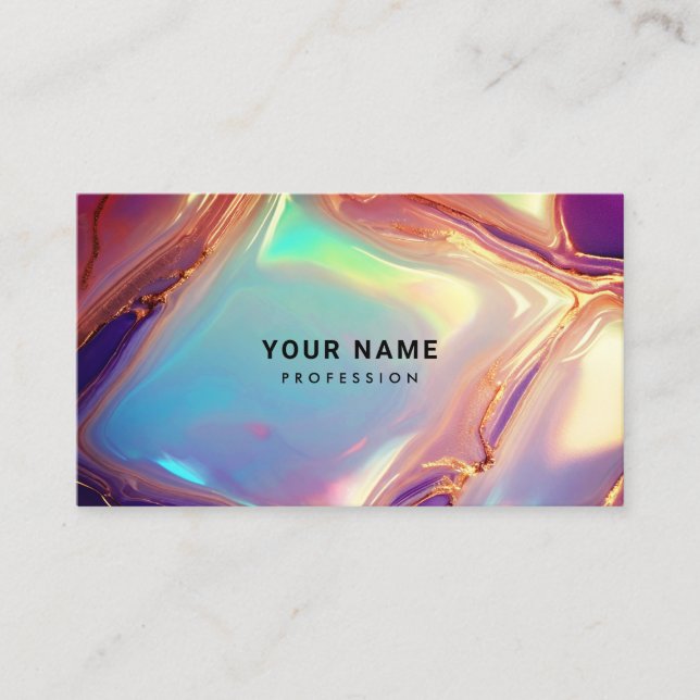 Carte De Visite Neon Holographique Textures Modernes (Devant)